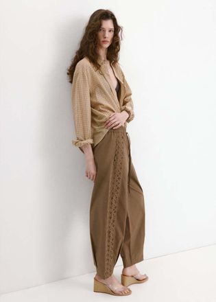 Mango Pantaloni 100% cotone dritti kaki - Donna - XXS - MANGO