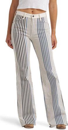 Wrangler Western Wide Leg Jeans in Multi Blue Stripe at Nordstrom, Size 24