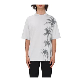 Emporio Armani T-Shirts, male, Gray, M, Palm Tree Print TShirt