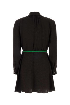 Gucci Womens Brown Jacquard Dress Deepchocolate Exterior: Silk Abiti