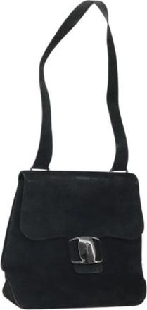 Ferragamo Pre-owned Suede Schoudertas - Dames - Vintage Schoudertas - Zwart - ONE Size - Su&egrave;de - Vintage