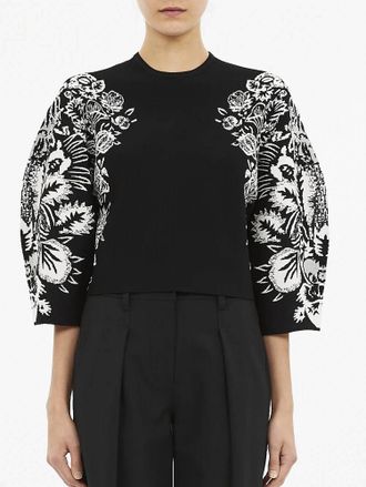 Ulla Johnson Alara 3/4 Jacquard Pullover Sweater In Noir