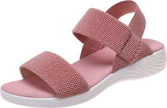 Generic Cocila Sandals For Women Ladies Fashion Summer Solid Color Mesh Breathable Flat Fish Mouth Roman Pink, 5 Walking Size 5 7 Platform Wedges Silver Shoes