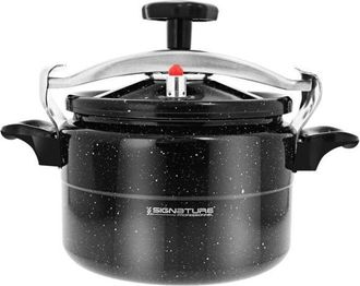 Signature Olla A Presi&oacute;n De Aluminio 5l Todos Los Fuegos Inducci&oacute;n Antiadherente Signature Negro