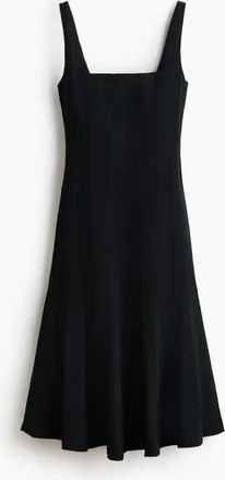 H&M Flared-skirt Midi Dress in Black at Nordstrom, Size X-Small