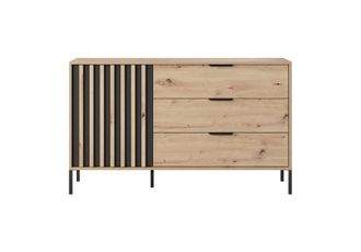 AKL FURNITURE C&oacute;moda efecto madera Crema y Negro