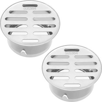 OEM Juego De 2 Desag&uuml;es De Suelo De Acero Inoxidable De 75 Mm - Tapa De Malla - Redondos - Para Desag&uuml;es Exteriores, Techos, Cocinas, Ba&ntilde;os, Garajes Y Bal