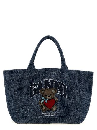Ganni Blue Bear Medium Tote