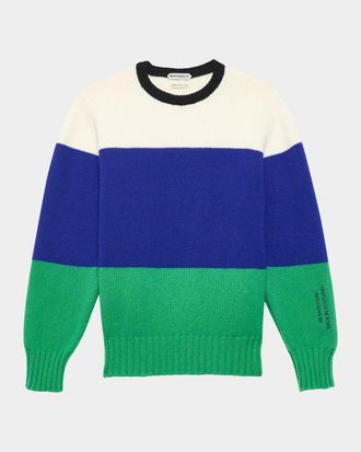J.W.Anderson Men & apos;s Wool Color-Block Stripe Crewneck Sweater