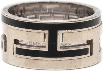 Herm&egrave;s Black Silver Silver 925 Band Ring (Pre-Owned)