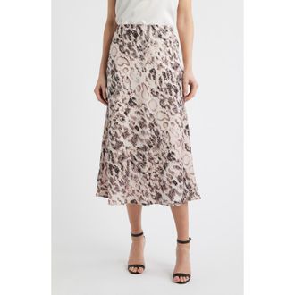 Tahari by ASL Snakeskin Print Satin Maxi Skirt in Mocha Snake at Nordstrom, Size 16P