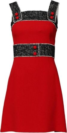 Dolce & Gabbana Uitlopende Mini-jurk - Dames - Korte kleedjes - Rood - XS - Katoen - Kleedjes