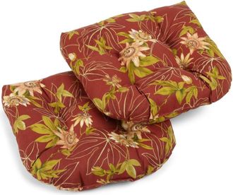 Blazing Needles 19-inch U-Shaped Outdoor Spun Polyester Tufted Dining Chair Cushion (Set of 2)