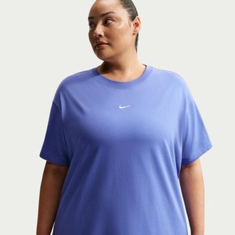 Nike Womens Nike Sportswear Classic Oversized Short-Sleeve T-Shirt (Plus Size) in Blue | IH7603-485