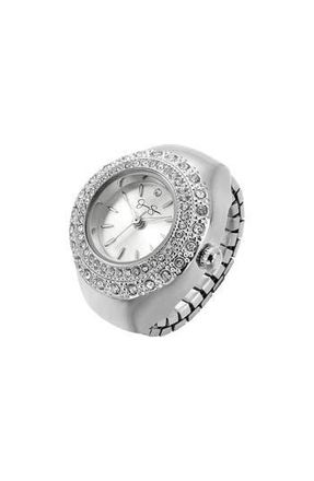 Jessica Simpson Miligrain Crystal Ring Watch, 22mm in Silver at Nordstrom Rack