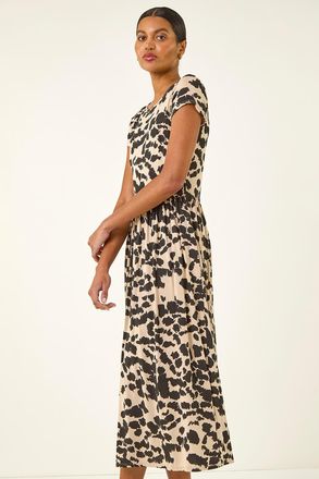 Roman Abstract Print Stretch Midi Dress