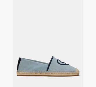 Kate Spade New York Womens Gwen Heart Spade Espadrille Flat in Blue, Size 41 | Denim