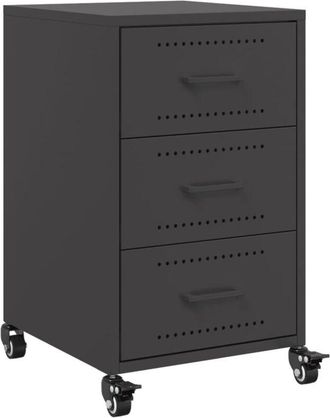 vidaXL Bedside Cabinet Black 36x39x59 cm Steel Vidaxl