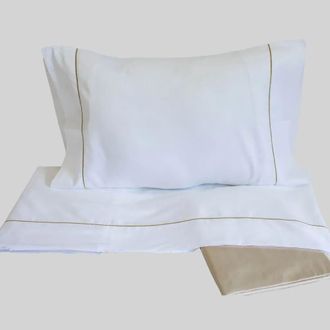 Casa da Laura S&aacute;banas 100% algod&oacute;n 200 hilos liso marr&oacute;n cama 135/140 1 almohada 4