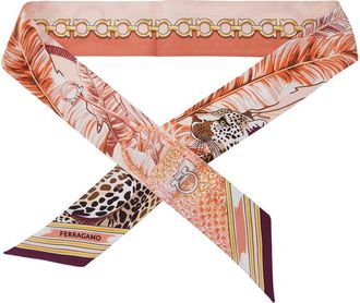 Ferragamo Leopard Floral Print Silk Scarf - Multicolor
