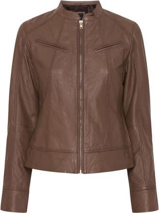 BTF-CPH Biker Jacket Skind 100203 - Dames - Leren en Su&egrave;de Jassen - Grijs - L - Leer - Jassen