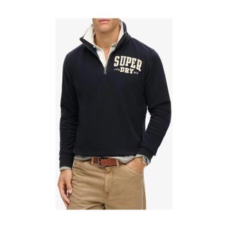 Superdry Zip-throughs, male, Blue, Size: L Printed Long Sleeve Cotton Sweatshirt