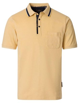 Casamoda gele polo met zwarte omlijning Casa Moda korte mouw