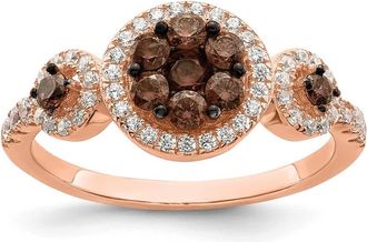 Diamond2Deal Sterling Silver Rose-tone Black Rhodium-plated Cubic Zirconia Fancy Ring