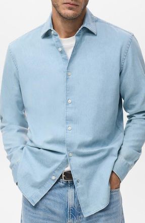 Mango Denim Button-Up Shirt in Light Blue at Nordstrom, Size Medium