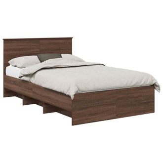 vidaXL Estructura De Cama Con Cabecera Roble Marr&oacute;n 120 X 123 Cm Vidaxl