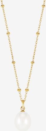 Dower & Hall Timeless Adjustable 8mm Oval White Pearl Pendant in Yellow Gold Vermeil at Nordstrom, Size 18