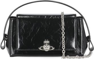 Vivienne Westwood Black Glossy Patent Leather Orb Logo Shoulder Bag