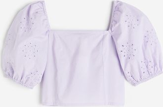 H&M Bluse mit Puff&auml;rmeln - Flieder