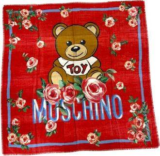 Moschino Logo Orsetto Sjaal - Dames - Sjaals - Rood - ONE Size - Wol - Accessoires