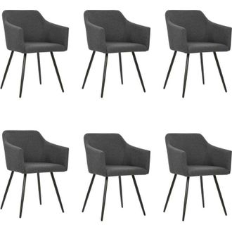 vidaXL Sillas De Comedor 6 Unidades Tela Gris Oscuro Vidaxl