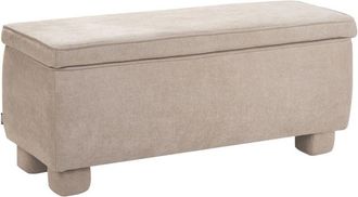Beliani Storage Bench Beige Fabric Upholstery Wooden Legs Lift Up Top Hallway Modern ITHACA