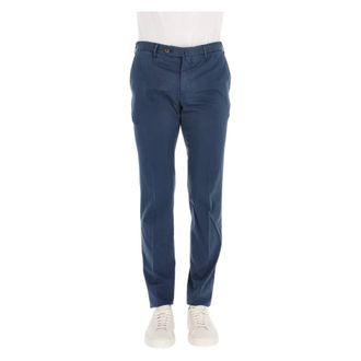 Pantaloni Torino Broeken, Heren, Blauw, L, Katoen, Super Slim Fit Katoen-Zijde Broek