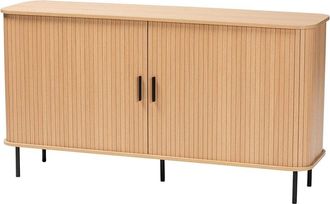 Baxton Studio Lucia Fluted Wood 55In Sideboard