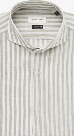 Gentiluomo Linnen Overhemd | Groen Gestreept