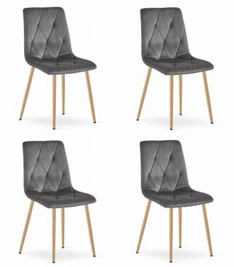 OEM Silla Libra - Terciopelo Gris Oscuro / Patas Color Madera X 4