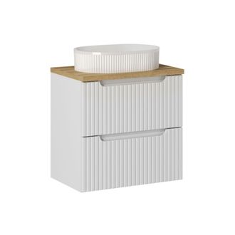 Petits Meubles Mueble lavabo 2 cajones estratificado Blanco marr&oacute;n