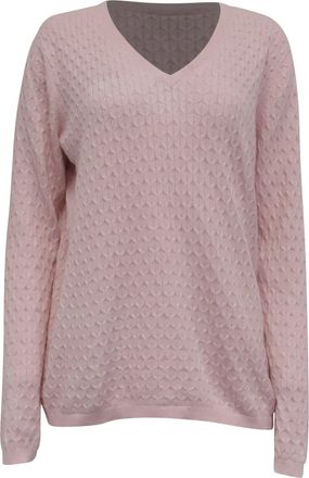 Tommy Hilfiger V-neck Cable Knit Sweater in Pink Cotton