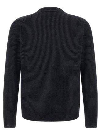 Zanone Ribbed Virgin Wool Sweater - Navy