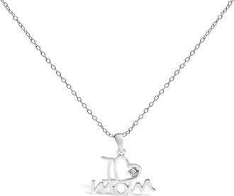 House of Brilliance 925 Sterling Silver Diamond Accent I Love Mom Heart Pendant Necklace