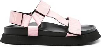 Moschino logo-tape sandals - women - Nylon/Calf Leather/Rubber/Polyester/Polyurethane/Calf Leather - 37 - Pink