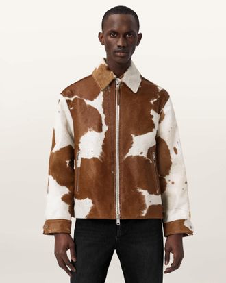 AllSaints Garrison Oversized Cow Print Jacket
