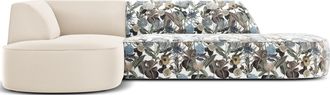 CXL by Christian Lacroix 4-Sitzer Designer Ecksofa Charles mit Ottomane, Beige/ Garden Light Blue Pattern