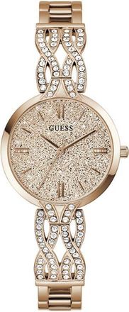 Guess Coral Glitter & Crystal Rose Gold Bracelet Watch, 32mm at Nordstrom