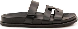 Tory Burch Ines Sport Slide - Dames - Sandalen - Zwart - 39 EU - Leer - Schoenen