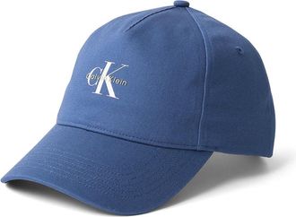 Calvin Klein Mens Mono Logo Panel Cotton Cap, Blue (Blue Jean), One Size